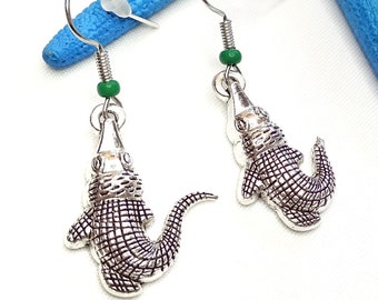 Crocodile Earrings, Long Animal Earrings, Alligator Jewelry, Ocean Animal, Crocodile Lover, Summer Earrings, Florida style, animal accessory