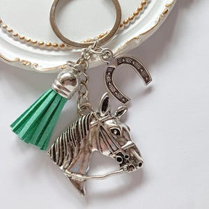 Horse and Horseshoe Keychain, Equestrian Keyring with Tassel, Western Good Luck charm, Wild West Vibes, horse lovers gift, country aesthetic