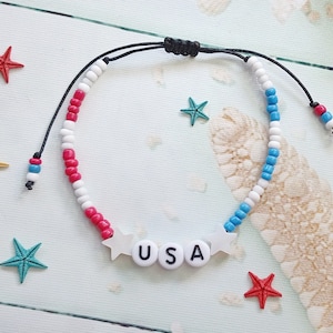 Vereinigte Staaten von Amerika Armband, USA Armreif, 4. Juli Schmuck, USA Flagge Armband, Vaterländische Armband, Unabhängigkeitstag, USA Schmuck