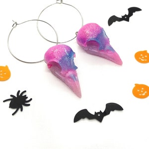 Crow Skull Earrings, Bird Skull Earrings, Cute Raven Jewelry, Plague Doctor Mask Earrings, Halloween Gift, Spooky jewelry for fall season