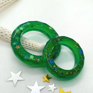 Green Resin Ring, ring with butterflies, star ring, Hippie Ring for her, Unconventional Stacking Ring, hypoallergenic ring, unisex jewelry