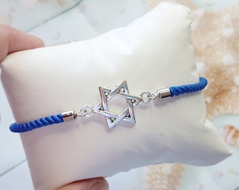 Adjustable Magen David Bracelet, Star of David jewelry, Unisex Jewish Bracelet, bat mitzvah gift, Judaism Style, Israel star, religious gift