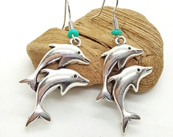 Miniblings Walflosse Ohrringe - Handmade Modeschmuck Versilbert, Meerestier Design