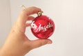 Personalized Christmas ball, Name Ornament Customized, Christmas tree ornament, Xmas decoration, Hanging red ball, secret santa unique gift product logo