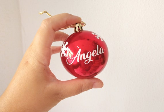 Personalized Christmas ball, Name Ornament Customized, Christmas tree ornament, Xmas decoration, Hanging red ball, secret santa unique gift