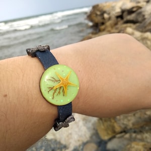 Oceaanarmband, harsarmband met zeester, zomersieraden, nautische accessoires, cadeaus voor oceaanliefhebbers, zeemeerminstijl, zeewiersieraden