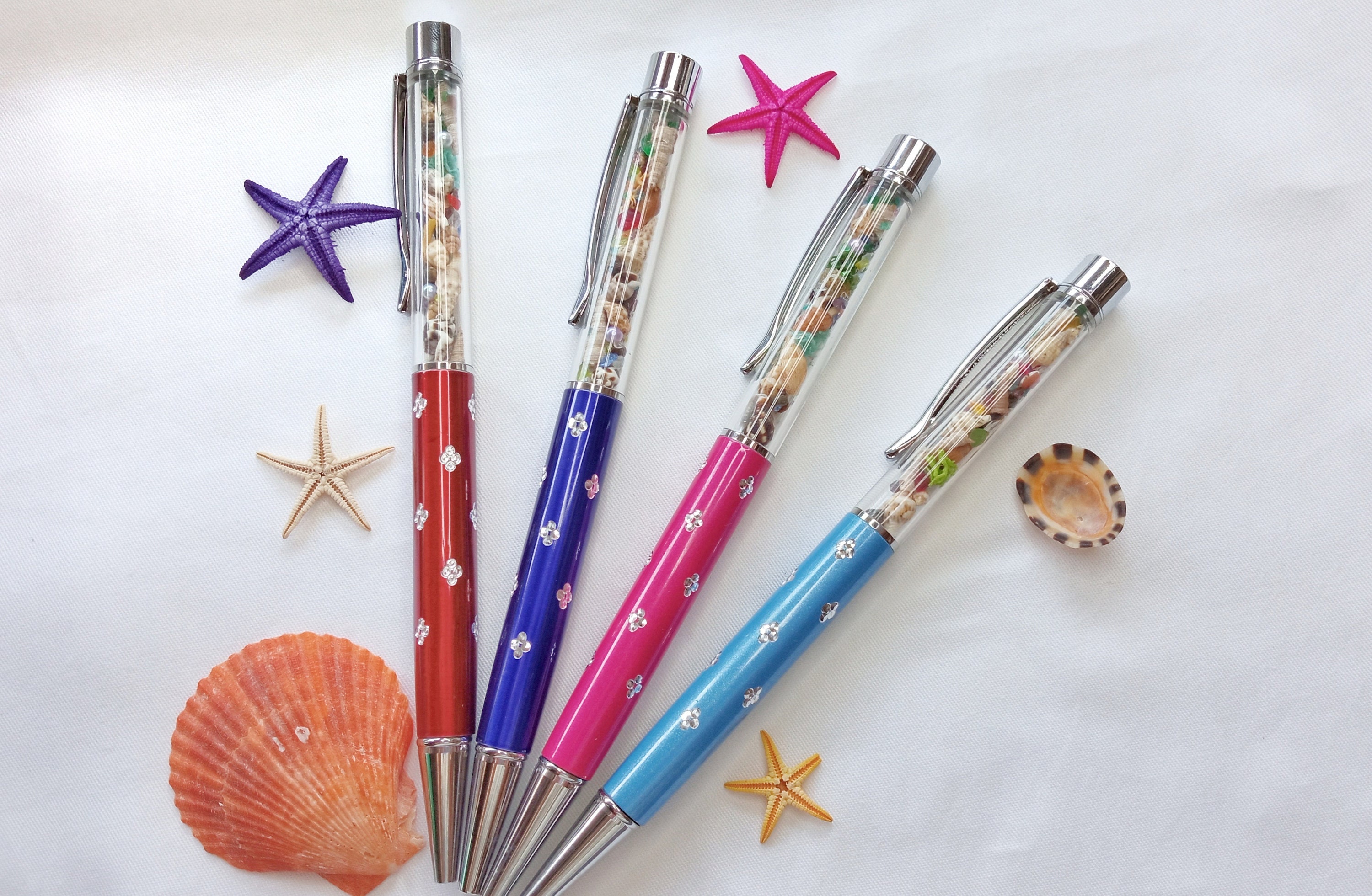 Shell Organization Pen Ocean Ballpoint Pen With Tiny Shells, Nautical Pen, Mermaid Stationery ...