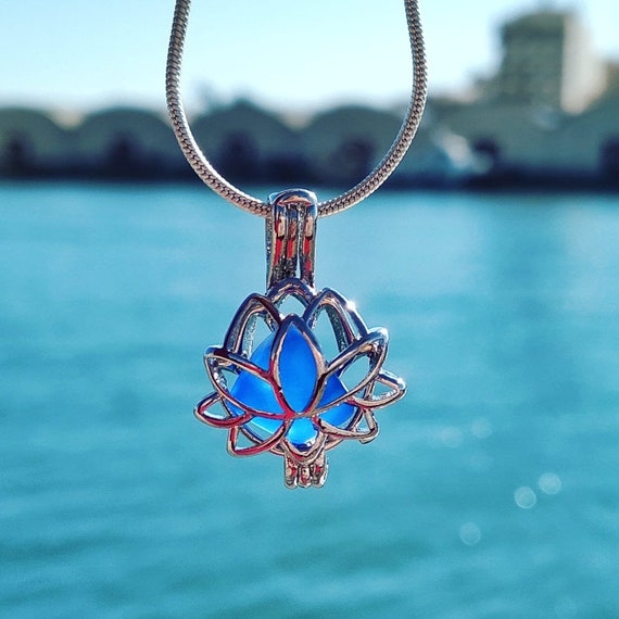 Opal Center Lotus Necklace Opal Center Lotus Necklace
