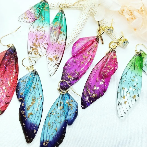 Enchanted Fairy Wing Earrings, Butterfly earrings, cute fairy earrings, fairycore Fairy wing earrings, butterfly wings, cottagecore jewelry