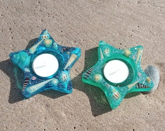 Ocean Candle Holder, Resin Starfish, Star Candle Holder, Nautical decor,  sea shells ornament, Star Candle Stand, starfish dish for home