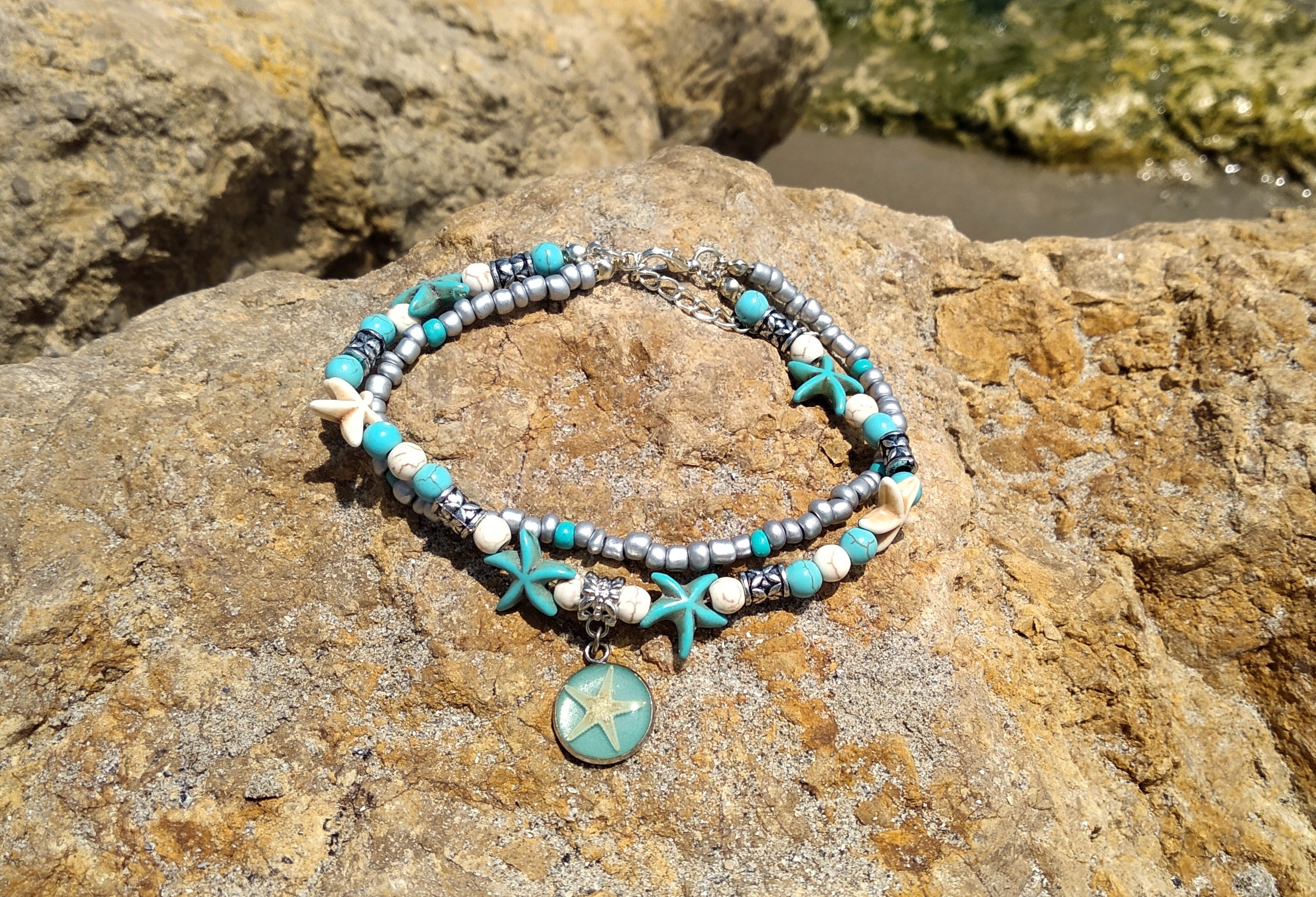 Anklet bracelet Ocean Bracelet Starfish bracelet Surf Etsy