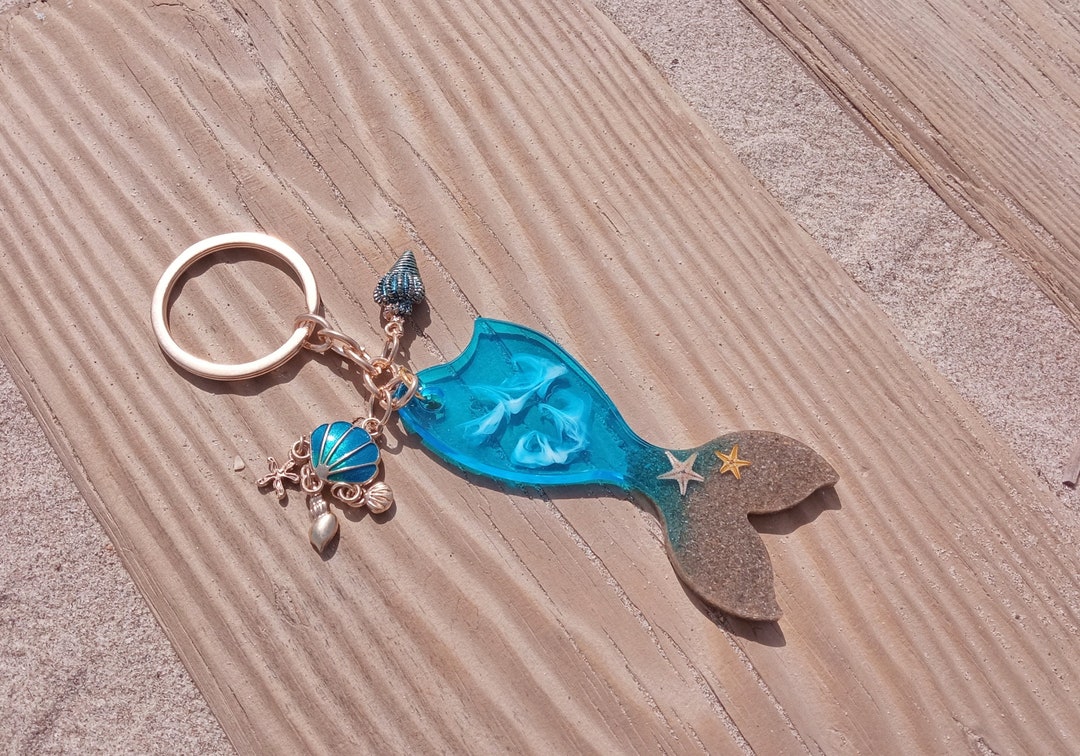 Aqua79 Sparkling Mermaid Tail Keychain - Silver Rhinestone Charm With Lobster Clasp For Keys & Bags