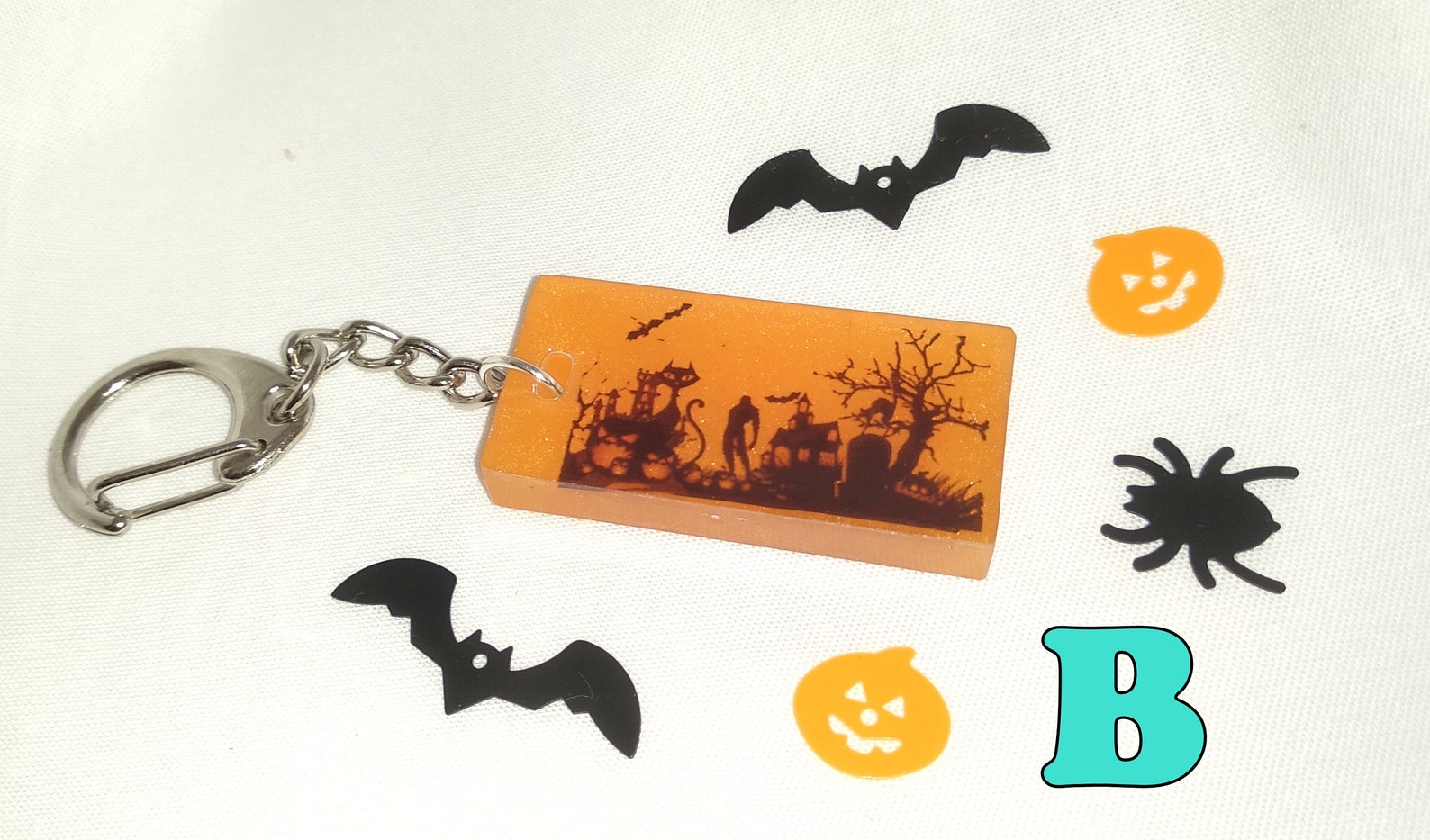 Halloween Keychain Spooky Halloween Keyring Pumpkin Etsy