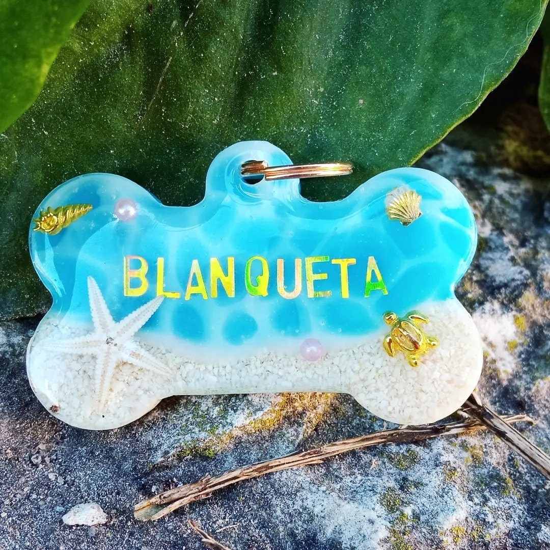 Personalized Pet Tag Pendant, Dog Tag Necklace, Ocean Tag for Pets