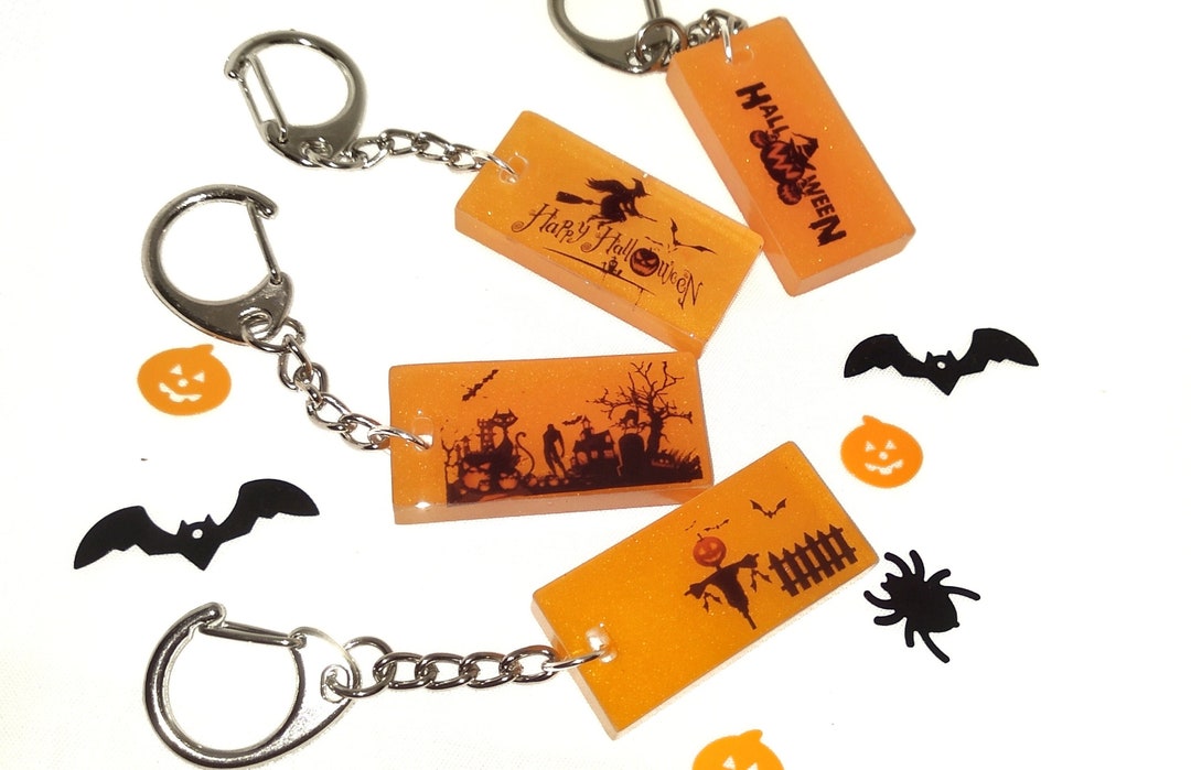 Halloween Keychain Spooky Halloween Keyring Pumpkin Etsy UK