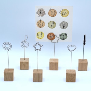 Memo Clip Eichenholz / Notizhalter / Kartenhalter Zettelhalter Clips Fotohalter Dekoration Hochzeit Tischdekoration Namenskarten Eiche Holz