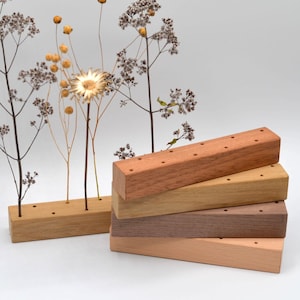 Trockenblumenleiste Holz 15cm Buche Eiche Mahagoni Walnuss Blumenleiste Trockenblumen Tischdekoration Kartenhalter Blumen Karte Dekoration