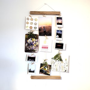 Fotoaufhänger Eiche Holz | Wandfotohalter | Bilderaufhänger | Fotoleine | Fototafel | Fotoleiste | Klammerleine Girlande Hochzeit Dekoration