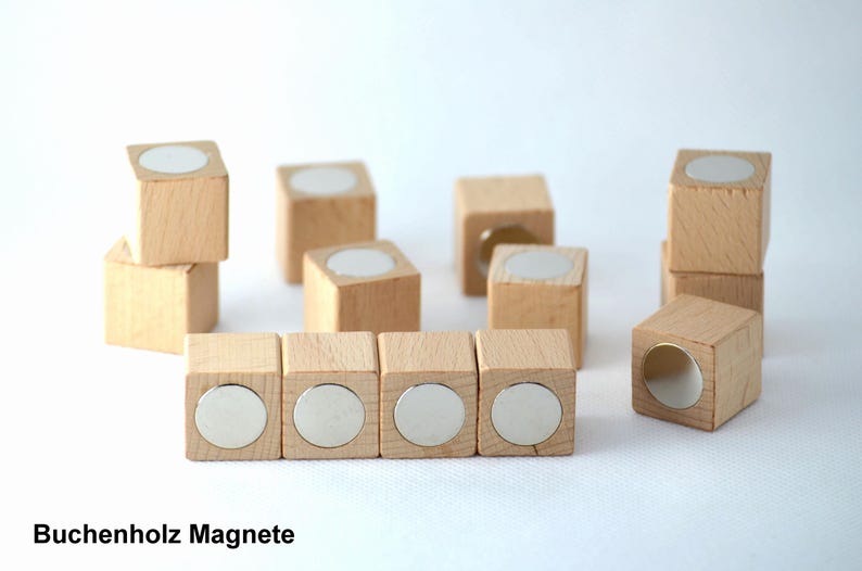 Trämagneter / Bok, ek, valnöt, mahogny / Kylskåpsmagneter / Neodymmagneter / Trämagneter, anslagstavla, ekträ, present, starka magneter Buchenholz