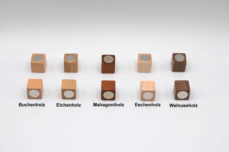 Trämagneter / Bok, ek, valnöt, mahogny / Kylskåpsmagneter / Neodymmagneter / Trämagneter, anslagstavla, ekträ, present, starka magneter bild 2