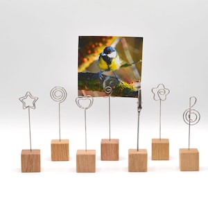 Memo Clip Eichenholz / Notizhalter / Kartenhalter Zettelhalter Clips Fotohalter Dekoration Hochzeit Tischdekoration Namenskarten Eiche Holz