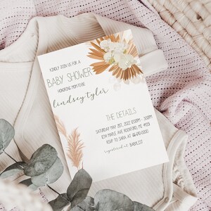 Floral Baby Shower Invitation Template - Baby Shower imprimable Invite 5x7 - Téléchargement numérique instantané modifiable - ID 12745783