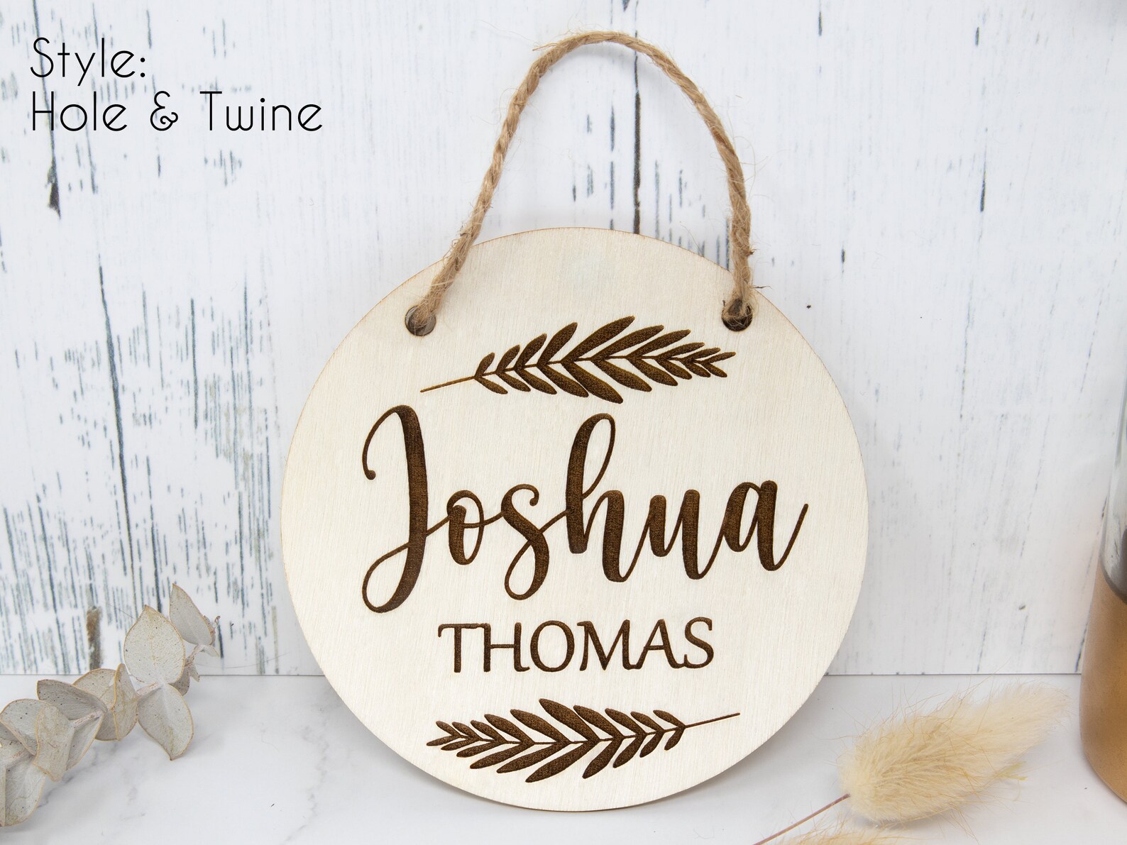 Round Wooden Baby Nursery Name Signs Personalized Etsy