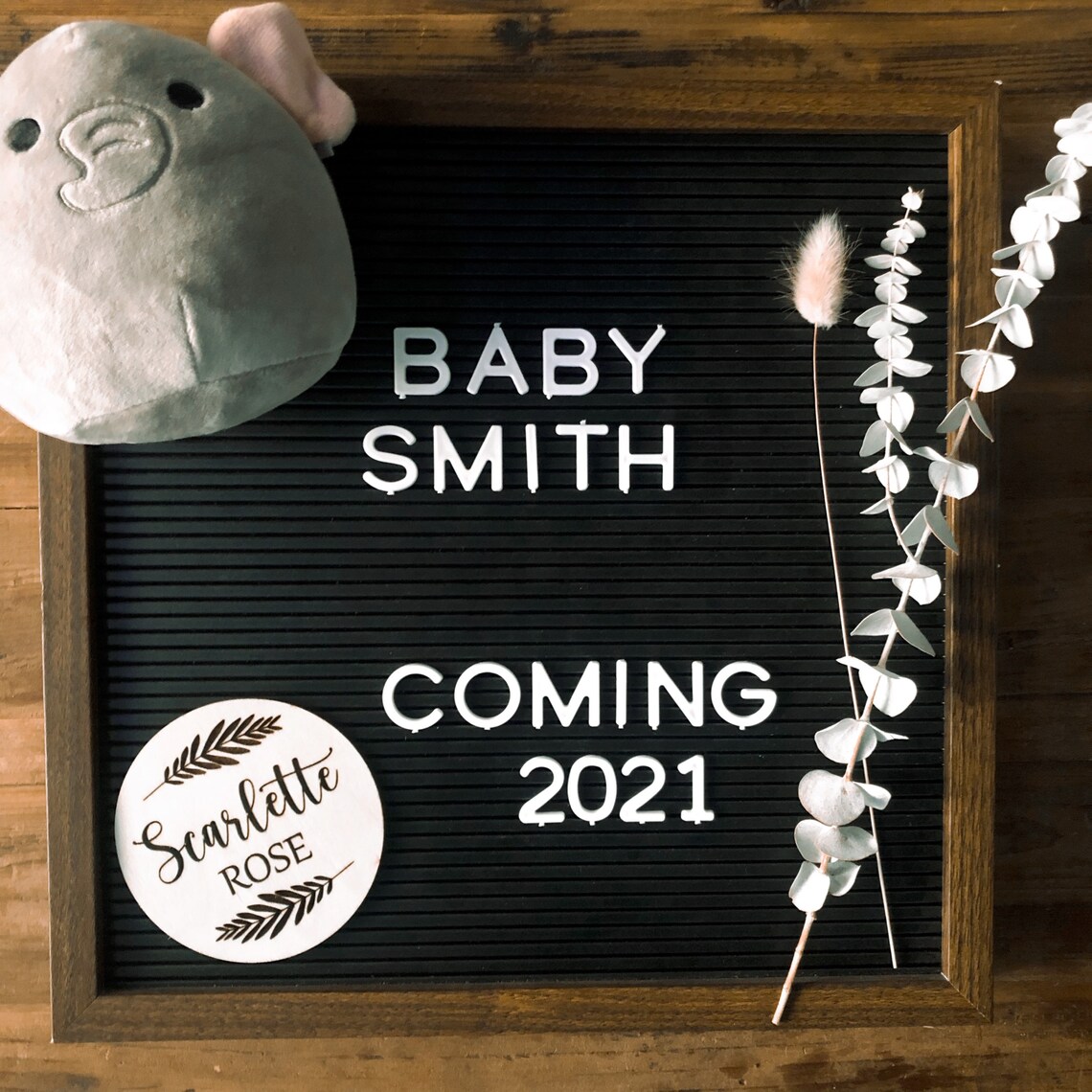 Round Wooden Baby Nursery Name Signs Personalized Etsy