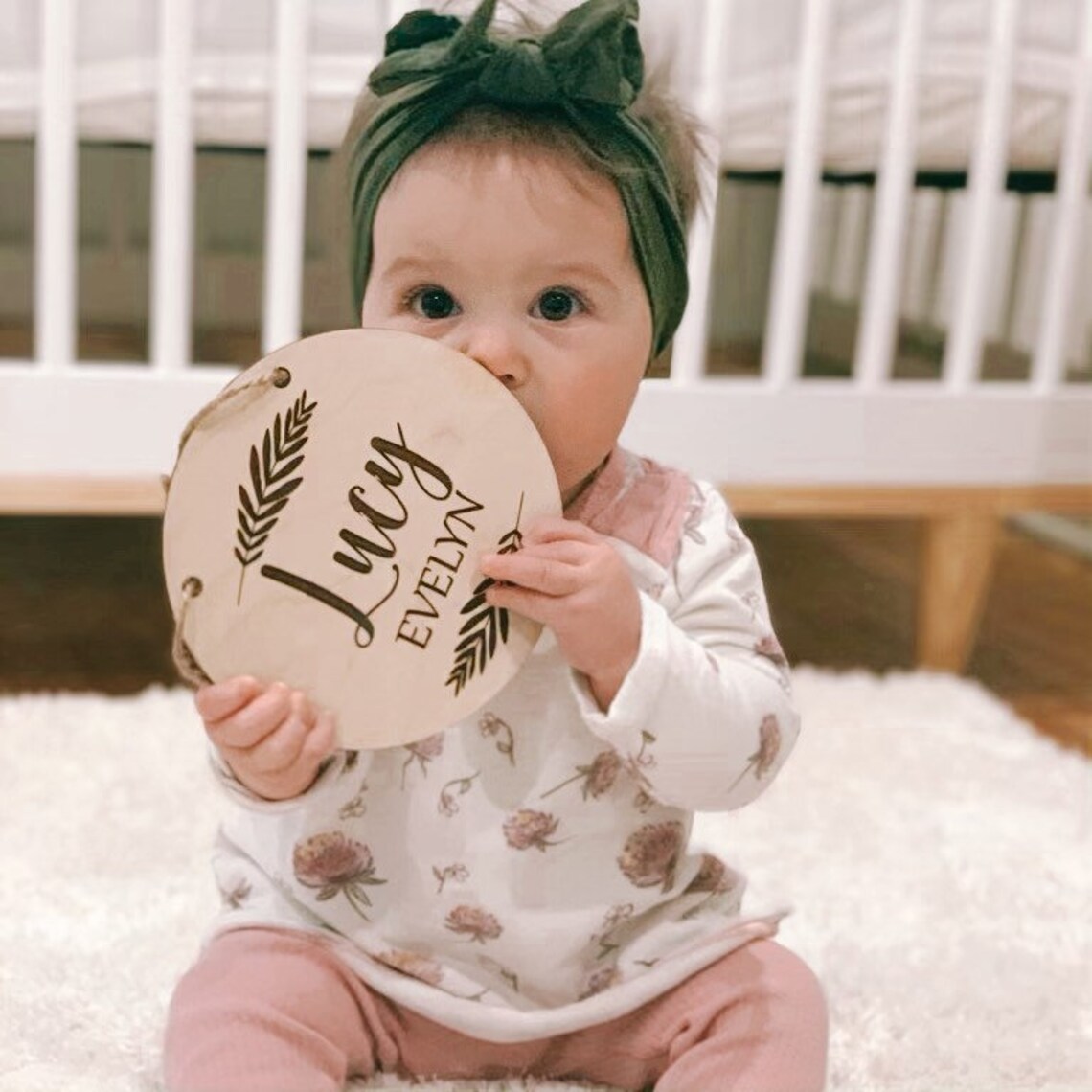 Round Wooden Baby Nursery Name Signs Personalized Etsy