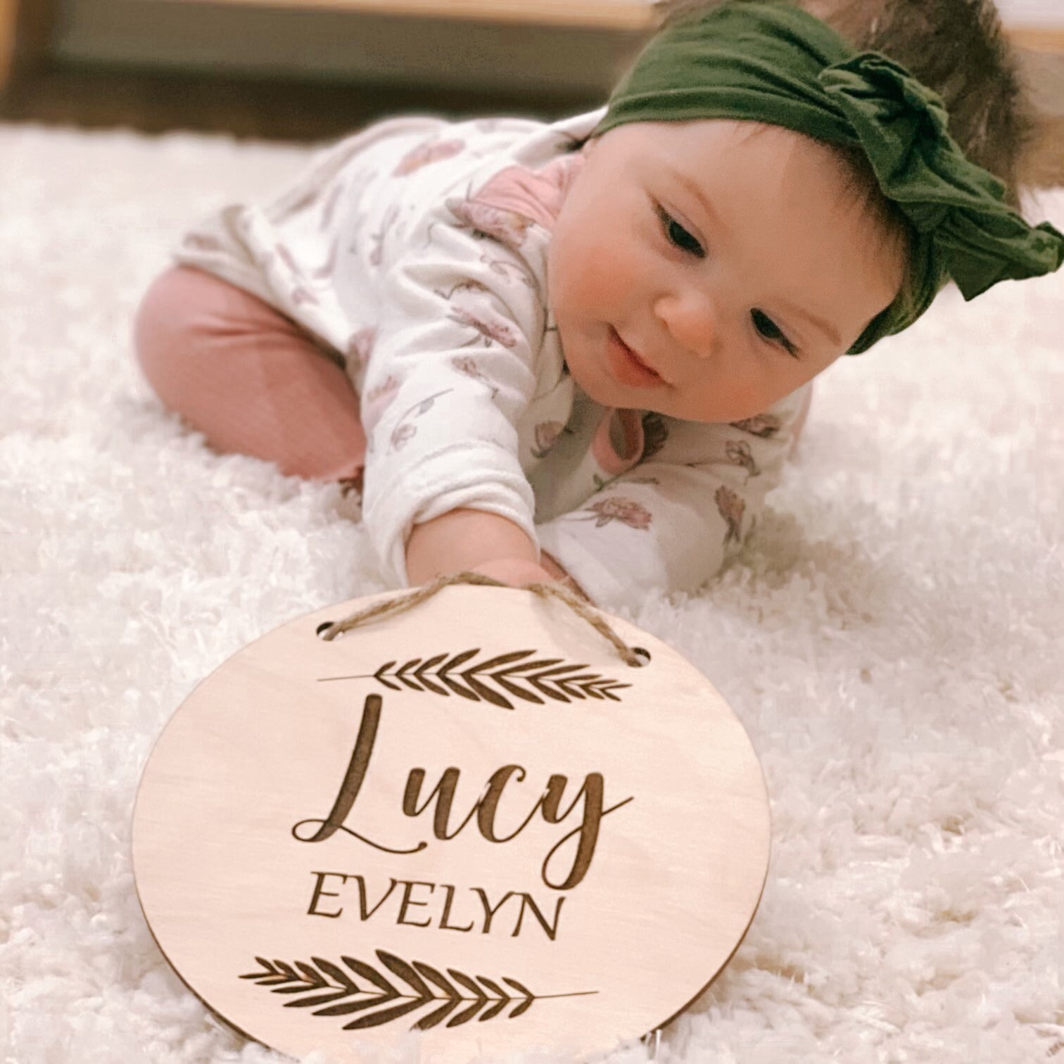 Round Wooden Baby Nursery Name Signs Personalized Etsy