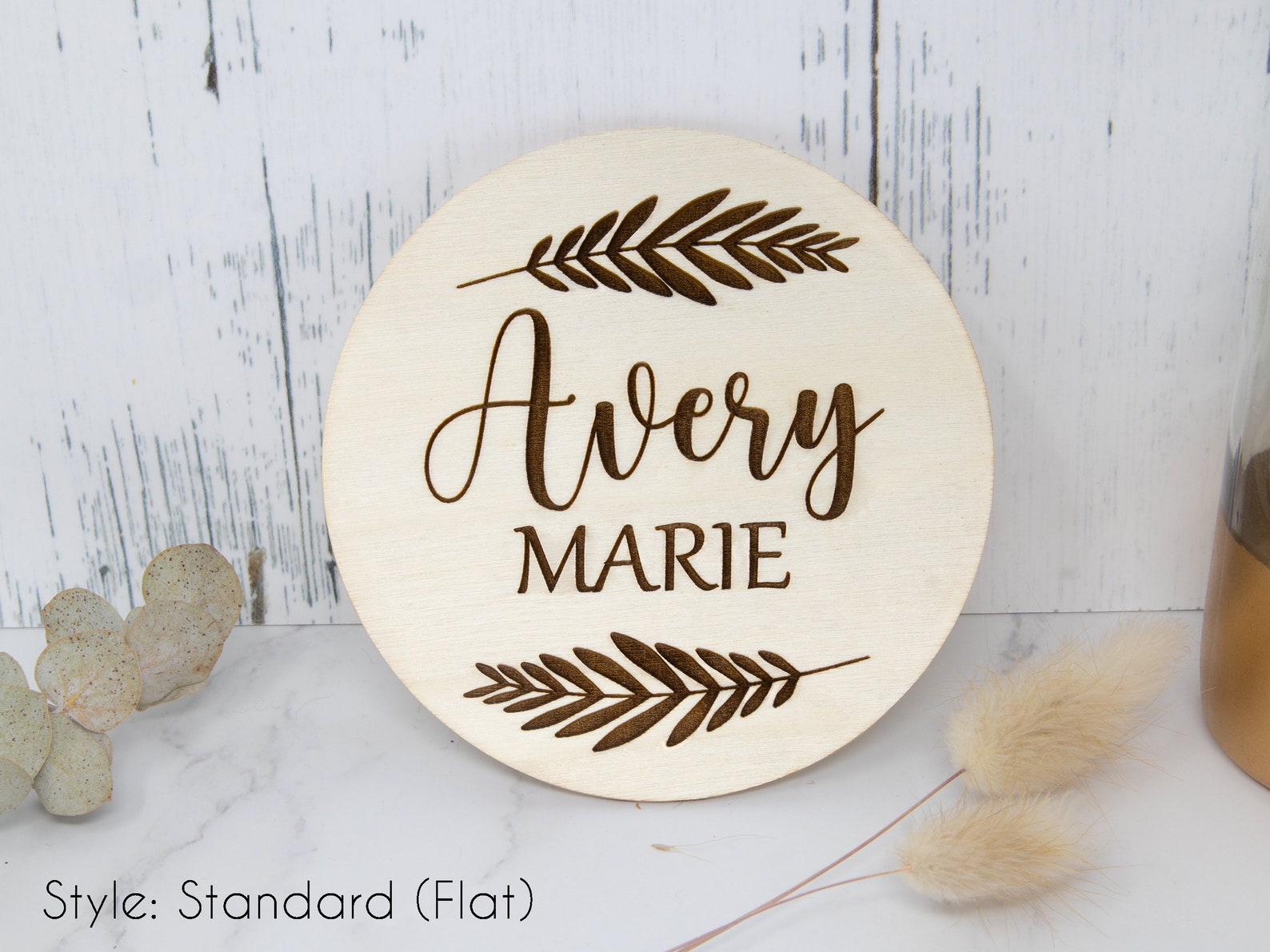 Round Wooden Baby Nursery Name Signs Personalized Etsy