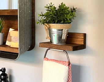 Farmhouse Towel Holder No. 801 - Bathroom Shelf- Country Wall Decor- Powder Bath