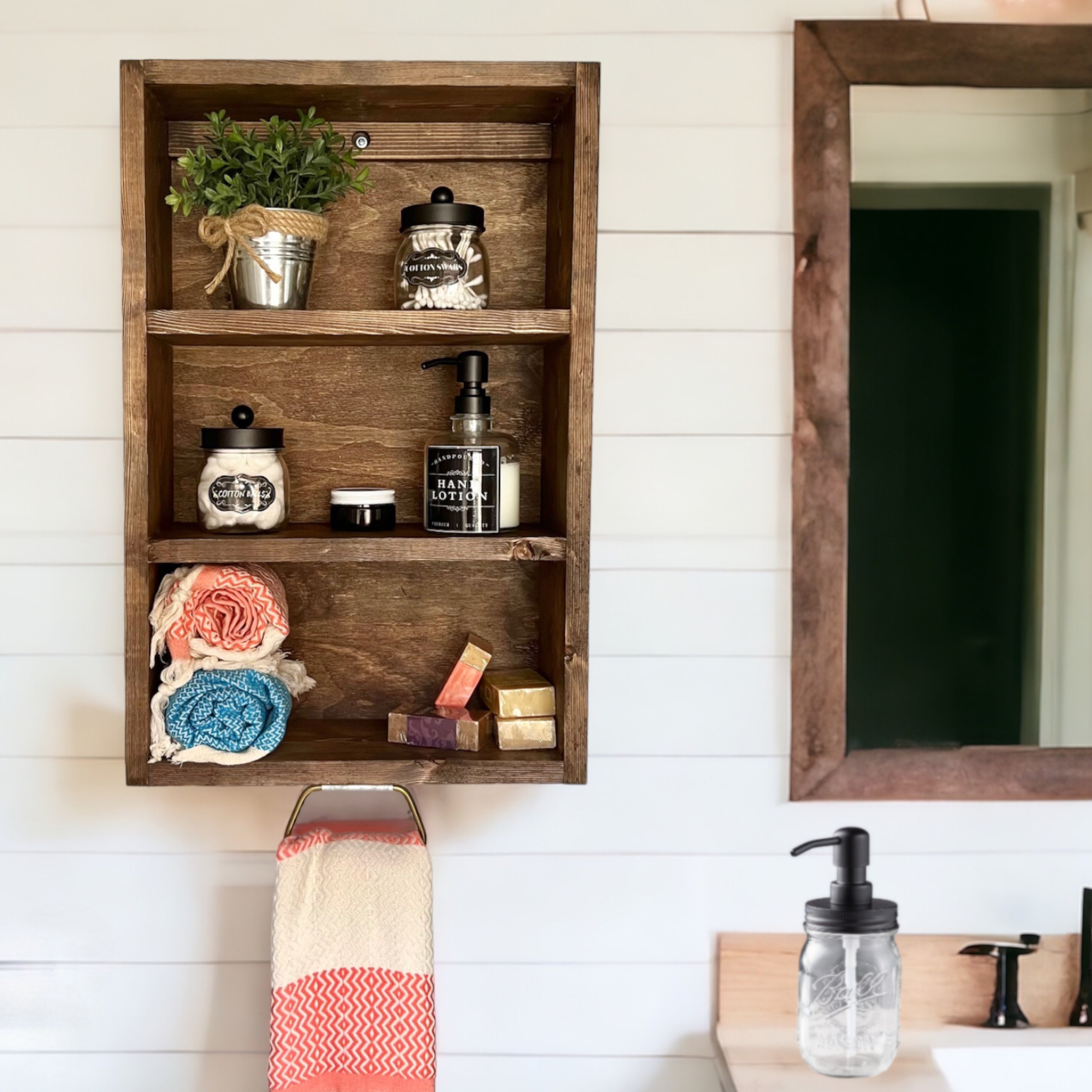 Farmhouse Bath Shelf No. 108 Bathroom Shelf Towel Holder Optional