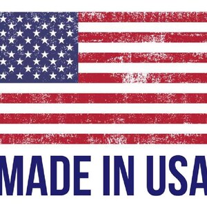 May include: A distressed image of the American flag, featuring red and white stripes and a blue canton with white stars. Below the flag, the text "MADE IN USA" is displayed in bold, navy blue letters, indicating the product's origin.