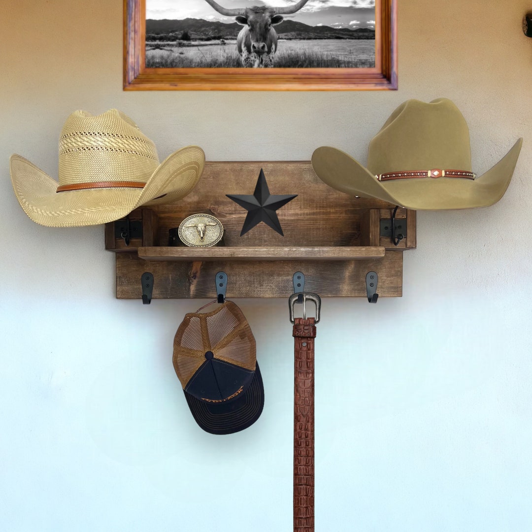 Farmhouse Cowboy Hat and Belt Rack No. 95 Cowboy Hat Rack Belt Rack Western Bedroom Etsy