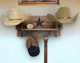 Farmhouse Cowboy Hat and Belt Rack 95- Cowboy Hat Rack Belt