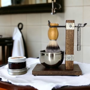 Farmhouse Shaving Stand No. 10 - Shaving Brush & Razor Stand- Bathroom - Country Decor
