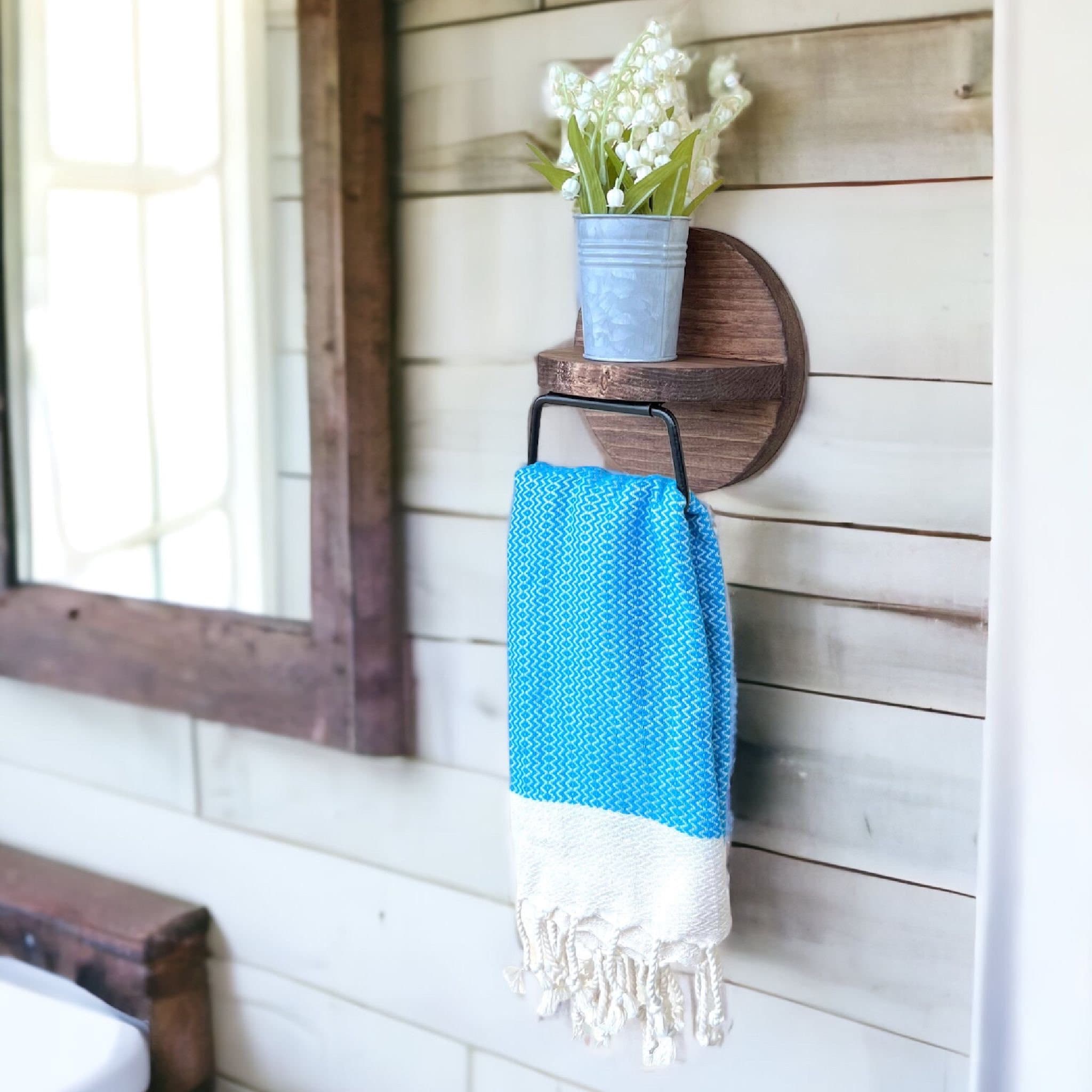 Farmhouse Towel Holder No. 802 Bathroom Shelf Country Wall Decor