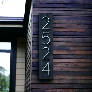 Modern Address Sign No. 60 - Floating Number Address- Wood House Number Sign- Metal House Numbers