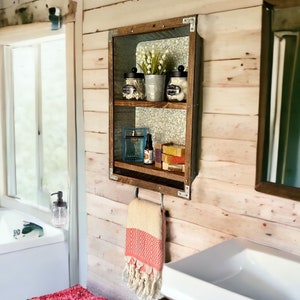 Farmhouse Bath Shelf No. 115- Bathroom Shelf Towel Holder- Farmhouse Kitchen Rack - Country Wall Decor- Kitchen- Laundry room