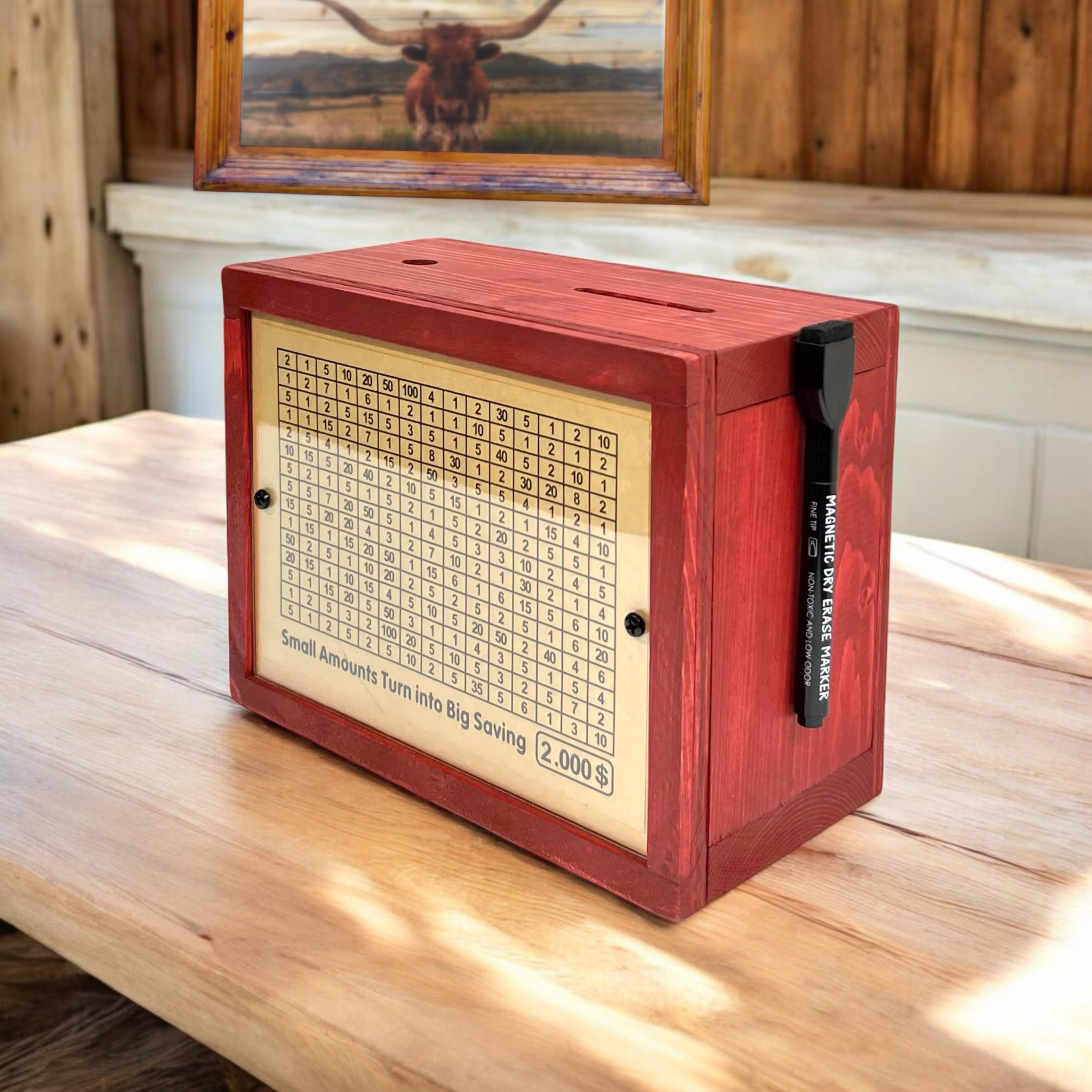 まる　100Days Saving Challenge Box　ハートクマ 10000 Savings Challenge Box - Etsy