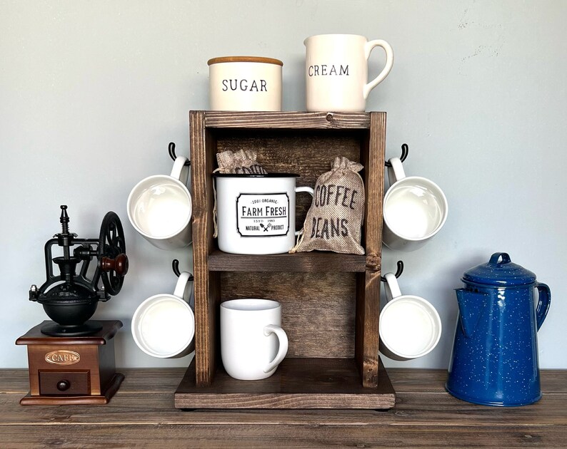 Farmhouse Coffee Bar Shelf No. 502 Small Coffee Bar & Mug Etsy