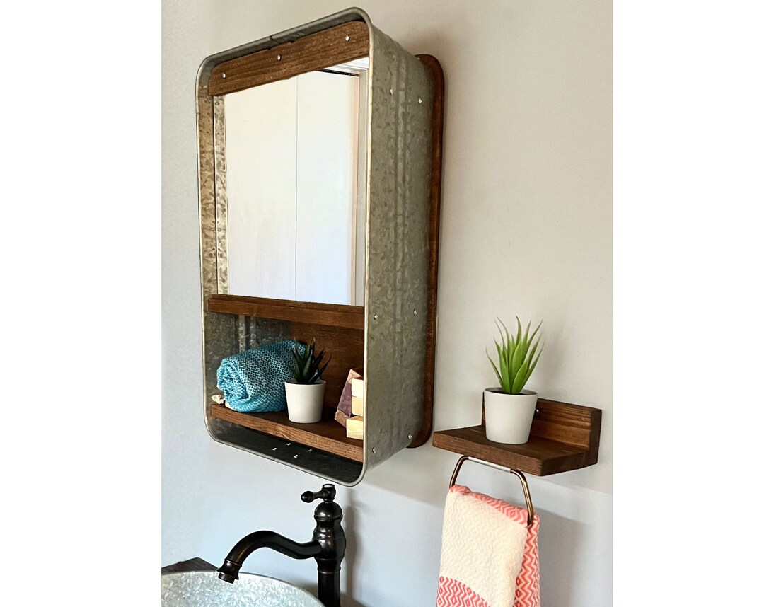 Farmhouse Bath Shelf No. 107 - Small Vanity Mirror With Shelf ...