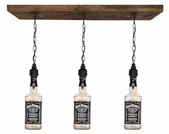 1.75 Jack Daniels Triple Bottle Pendant Light, Pool Table Light