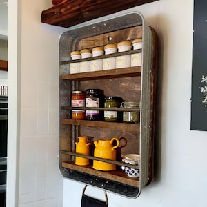 Farmhouse Kitchen Cabinet No. 201- Spice Rack Cabinet - Galvanized Metal- Kitchen- Dining room