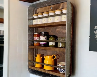 Farmhouse Kitchen Cabinet No. 201- Spice Rack Cabinet - Galvanized Metal- Kitchen- Dining room