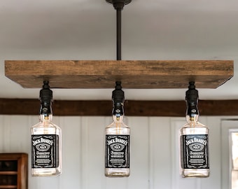 1.75 Jack Daniels Triple Bottle Pendant Light, Pool Table Light