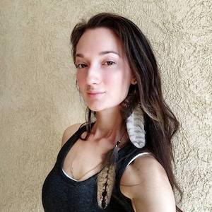 Feather clip with natural feathers of live Eagle owl, hair accessories, feather for hair,boho style, natural color, for women,unique feather