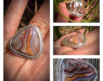Laguna Agate Ring size 6-6.5 sterling silver Statement Ring