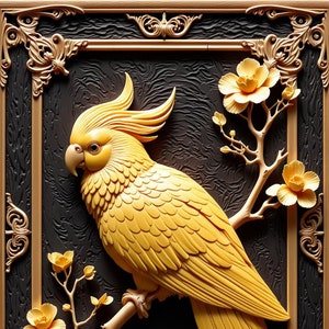 Cockatoo with elaborate frame high detail